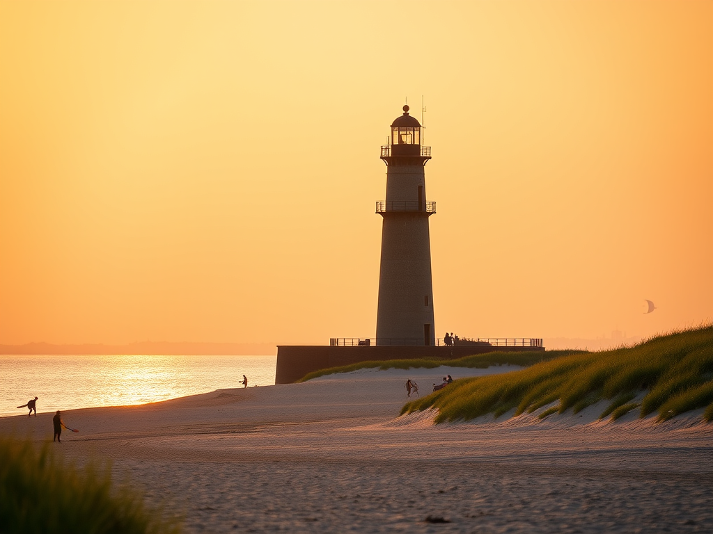 Breskens vuurtoren bij zonsondergang